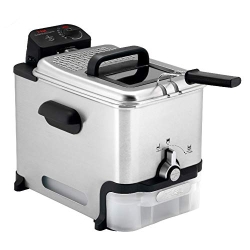 T-fal 3.5L Deep Fryer with Oil Filtration System: 1700W Stainless Steel Fryer, Dishwasher Safe Parts, Digital Timer, Adjustable Temperature Control for Perfect Golden Crispy Results