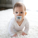 Dr. Brown's HappyPaci 100% Silicone Baby Pacifier, Contoured One-Piece Design, White, Blue, Light Blue, 0-6m, BPA-Free, 3 Pack - Image 4