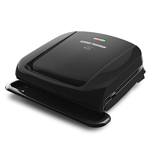 Version 1.0.0 George Foreman 4-Serving Removable Plate Electric Grill and Panini Press, George Tough Non-Stick Coating, Drip Tray Catches Grease, Black - Image 1