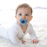 Dr. Brown's HappyPaci 100% Silicone Baby Pacifier, Contoured One-Piece Design, White, Blue, Light Blue, 0-6m, BPA-Free, 3 Pack - Image 5
