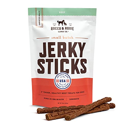 41T9Y191-IL.jpg Rocco & Roxie Jerky Dog Treats Made in USA Healthy Treats for Potty Training High Value Real Meat Slow Roasted Snacks for Small, Medium & Large Dogs & Puppies Soft Chews, 1 Pound (Pack of 1) - Image 1