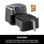 Ninja Air Fryer Pro 4-in-1 with 5 QT Capacity, Air Fry, Roast, Reheat, Dehydrate, Air Crisp Technology with 400F for hot, 120 Volts, Nonstick Basket & Crisper Plate, Grey, AF141 - Image 3