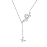 Aoliantty Pendant Necklace,925 Sterling Silver,Platinum Plated,Butterfly,18 inches