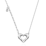 Aoliantty Pendant Necklace,925 Sterling Silver,Platinum Plated,Tiny Love Heart with Half Hollow Design,18 inches