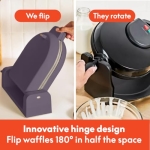 bella Flip-n-Store Belgian Waffle Maker, EverGood™ Ceramic Nonstick Coating, Fits-anywhere™ Kitchenware, Power Indicator Light & Touch Handle, 7” Wide & 1" Deep Plates, 1000 Watt, Plum - Image 7