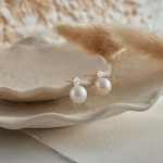 CUEZIY Pearl Earrings for Women 14K Gold Plated Hoop Earrings Freshwater Pearl Drop Earrings for Women Gold Pearl Dangle Huggie Earring Silver Post Hypoallergenic Earrings Pearl Jewelry Gifts for Her (G) - Image 7