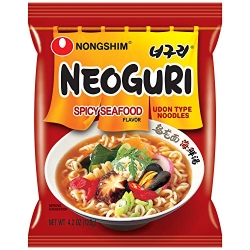 Nongshim Neoguri Spicy Seafood Ramen Noodle Soup, 16 Pack, Microwaveable Ramyun Instant Noodle Cup, Bold & Spicy Chili Peppers