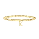 Gold Bracelets for Women Dainty 14K Gold Plated Charm Bracelet Beaded Bracelets for Women Gold Initial Stretch Bead Bracelet Elastic Bracelet for Women Trendy Gift (K)