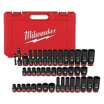 Milwaukee 49-66-7009 43PC SHOCKWAVE Impact Duty 3/8" Drive SAE & Metric Deep 6 Point Socket Set