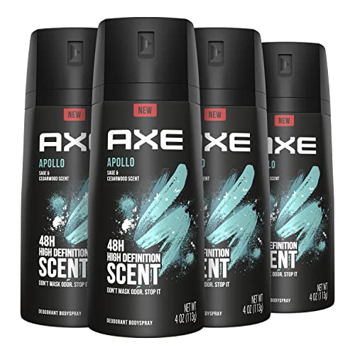 51kajMa0k8L.jpg AXE Apollo Body Spray Deodorant for Long-Lasting Odor Protection, Sage & Cedarwood Deodorant for Men Formulated Without Aluminum 4 Ounce (Pack of 4) - Image 1