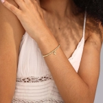 Gold Bracelets for Women Dainty 14K Gold Plated Charm Bracelet Beaded Bracelets for Women Gold Initial Stretch Bead Bracelet Elastic Bracelet for Women Trendy Gift (K) - Image 7