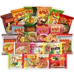 MAMA Ramen Variety 15 Pack, Free Snacks Included, Shrimp Tom Yum, Shrimp Creamy Tom Yum, Duck, Pork (Mama Party Time 15 packs Mix) Student Care Package