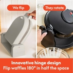 bella Flip-n-Store Belgian Waffle Maker, EverGood™ Ceramic Nonstick Coating, Fits-anywhere™ Kitchenware, Power Indicator Light & Touch Handle, 7” Wide & 1" Deep Plates, 1000 Watt, Oatmilk - Image 8