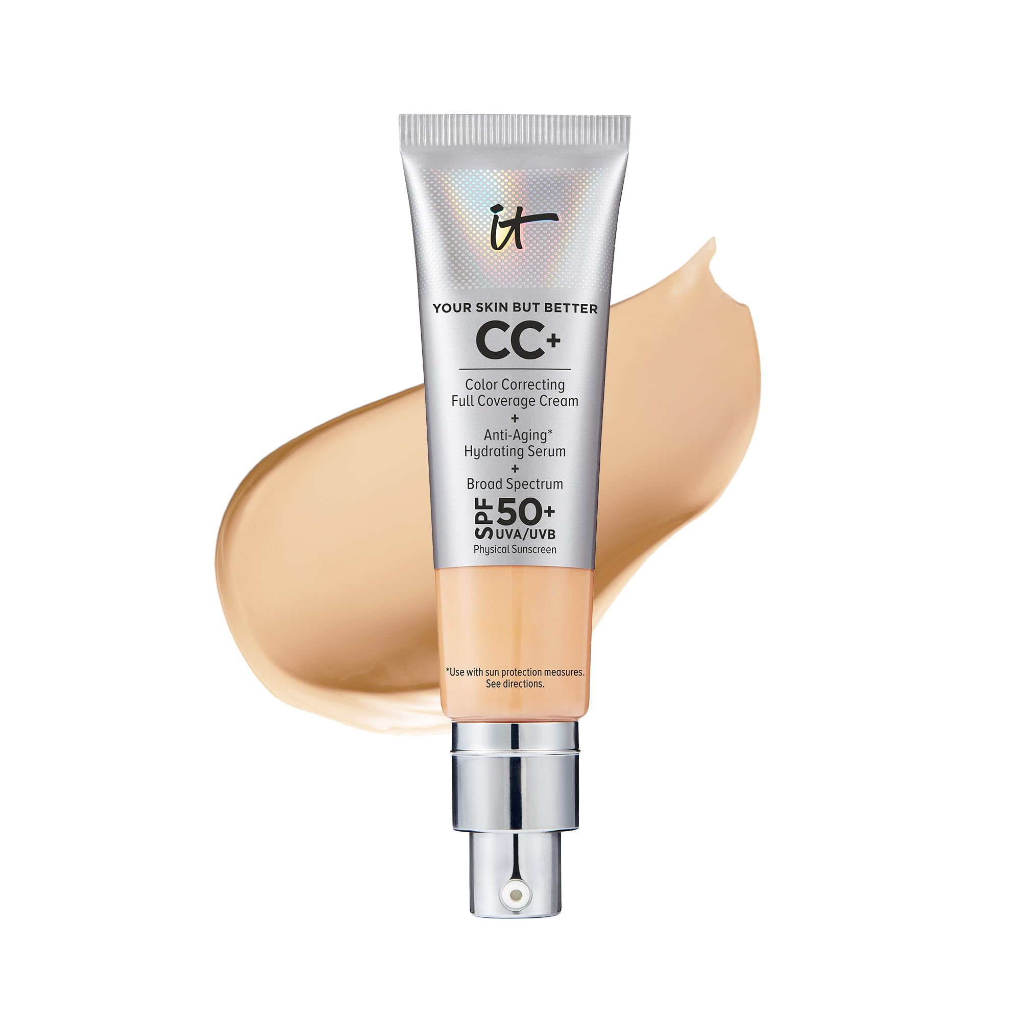 Version 1.0.0 IT Cosmetics Your Skin But Better CC+ Cream, Medium (W) - Color Correcting Cream, Full-Coverage Foundation, Hydrating Serum & SPF 50+ Sunscreen - Natural Finish - 1.08 fl oz - Image 1