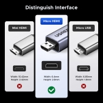 UGREEN Micro HDMI to HDMI Adapter, 10K 8K@60Hz/4K@240Hz Micro HDMI Male Female Bidirectional Cable 2.1 HDR 3D Dolby VRR 48Gbps, Compatible with Raspberry Pi 5/Pi 4/Camera/Portable Monitor, 0.8FT - Image 5