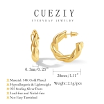 CUEZIY Gold Hoop Earrings for Women 14K Gold Plated Chunky Lightweight Open Hoop Earrings Hypoallergenic Earrings Gold Hoop Earrings for Women - Image 4