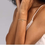 Gold Bracelets for Women Dainty 14K Gold Plated Charm Bracelet Beaded Bracelets for Women Gold Initial Stretch Bead Bracelet Elastic Bracelet for Women Trendy Gift (K) - Image 4