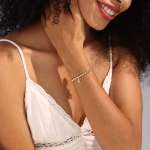 Gold Bracelets for Women Dainty 14K Gold Plated Charm Bracelet Beaded Bracelets for Women Gold Initial Stretch Bead Bracelet Elastic Bracelet for Women Trendy Gift (K) - Image 5