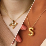 CUEZIY Bubble Gold Letter Necklace for Women Teen Dainty Balloon Initial Necklaces 14K Gold Plated Alphabet Pendant Necklace Personalized Trendy Jewelry Gift - Image 3