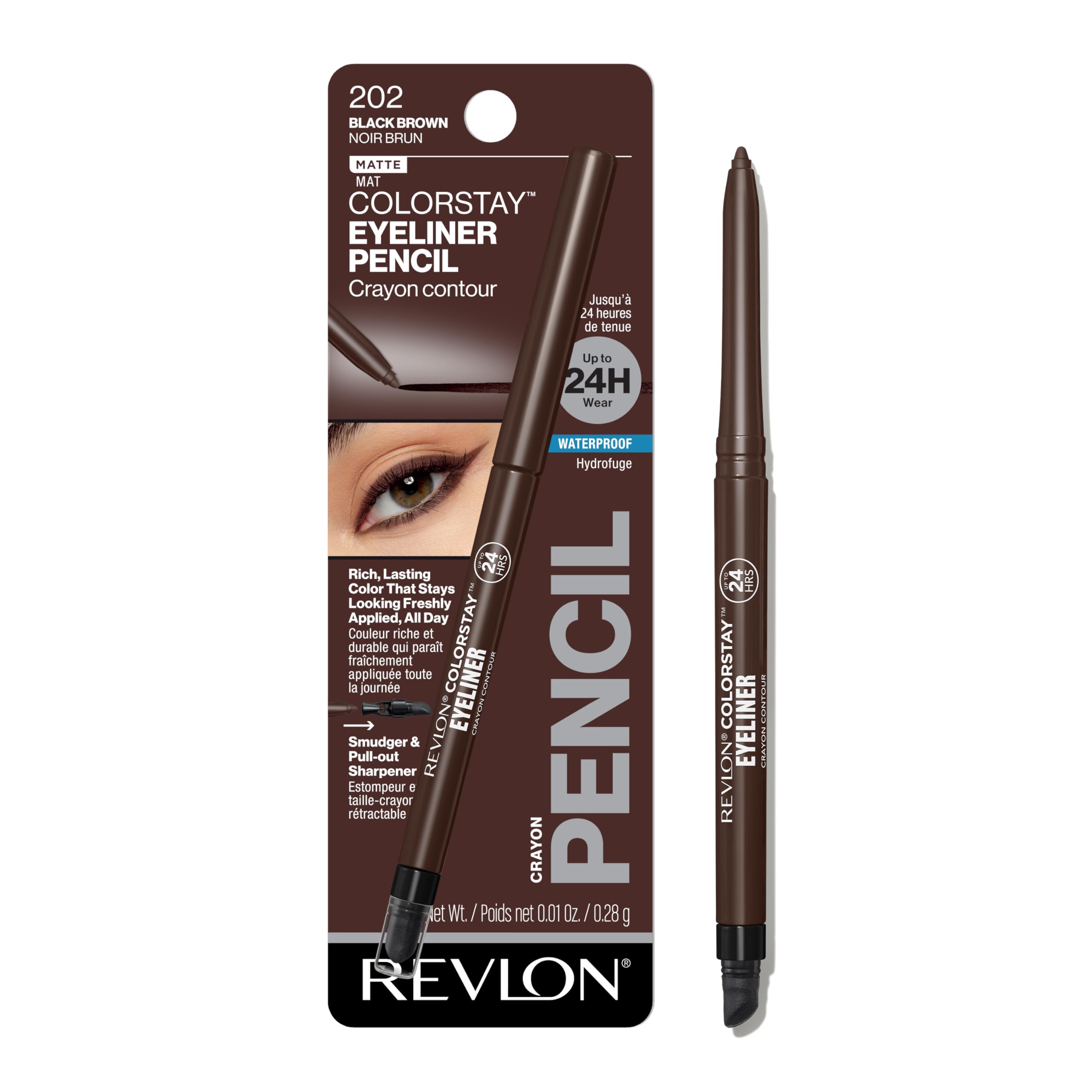 Version 1.0.0 Revlon ColorStay Eyeliner Pencil, Eye Makeup Stocking Stuffers for Women, Built-In Sharpener, Waterproof, Smudgeproof, 202 Black Brown, 0.01 oz (Pack of 1) - Image 1