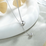 Aoliantty Pendant Necklace,925 Sterling Silver,Platinum Plated,2 Beads,18 inches - Image 2