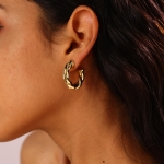 CUEZIY Gold Hoop Earrings for Women 14K Gold Plated Chunky Lightweight Open Hoop Earrings Hypoallergenic Earrings Gold Hoop Earrings for Women - Image 7