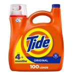 Tide Laundry Detergent Liquid, Original Scent, HE Compatible, 100 Loads, 132 fl oz, Tide Laundry Detergent, Liquid Laundry Detergent (Packaging May Vary)