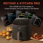 COSORI Air Fryer 9-in-1, Compact & Large 6-Qt, Fast Turbo Modes, 90°–450°F Even Results With Precise Temperature Control, Up to 95% Less Oil*, Roast, Bake, Dry, Reheat, Frozen, Broil, Proof, Grey - Image 6