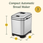 Cuisinart Bread Maker Machine, Compact and Automatic, Customizable Settings, Up to 2lb Loaves, CBK-110P1, Silver,Black - Image 2