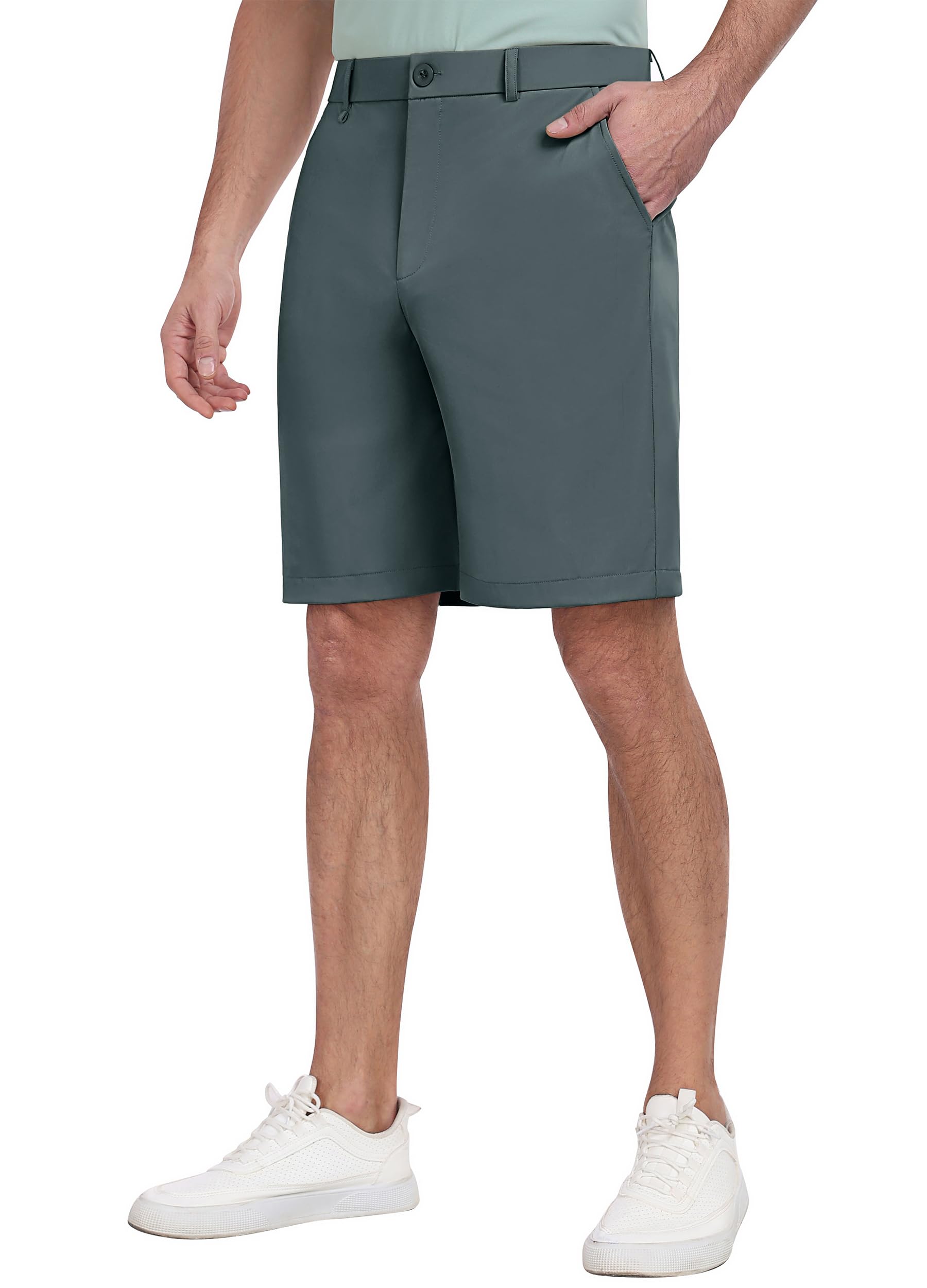 71LcNFqwnKL PEGENO Men's Golf Dress Shorts - Summer Casual Stretch Work Shorts, Quick-Dry Lightweight for Hiking Fishing with Pockets (Dark Gray Mideum) - Image 1
