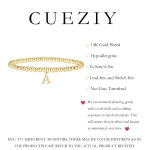 Gold Bracelets for Women Dainty 14K Gold Plated Charm Bracelet Beaded Bracelets for Women Gold Initial Stretch Bead Bracelet Elastic Bracelet for Women Trendy Gift (K) - Image 6