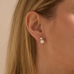 CUEZIY Pearl Earrings for Women 14K Gold Plated Hoop Earrings Freshwater Pearl Drop Earrings for Women Gold Pearl Dangle Huggie Earring Silver Post Hypoallergenic Earrings Pearl Jewelry Gifts for Her (G) - Image 2