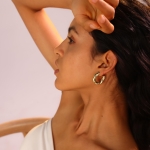 CUEZIY Gold Hoop Earrings for Women 14K Gold Plated Chunky Lightweight Open Hoop Earrings Hypoallergenic Earrings Gold Hoop Earrings for Women - Image 3