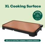 BELLA XL Electric Ceramic Titanium Griddle, Make 15 Eggs At Once, Healthy-Eco Non-stick Coating, Hassle-Free Clean Up, Large Submersible Cooking Surface, 12" x 22", Copper/Black - Image 6