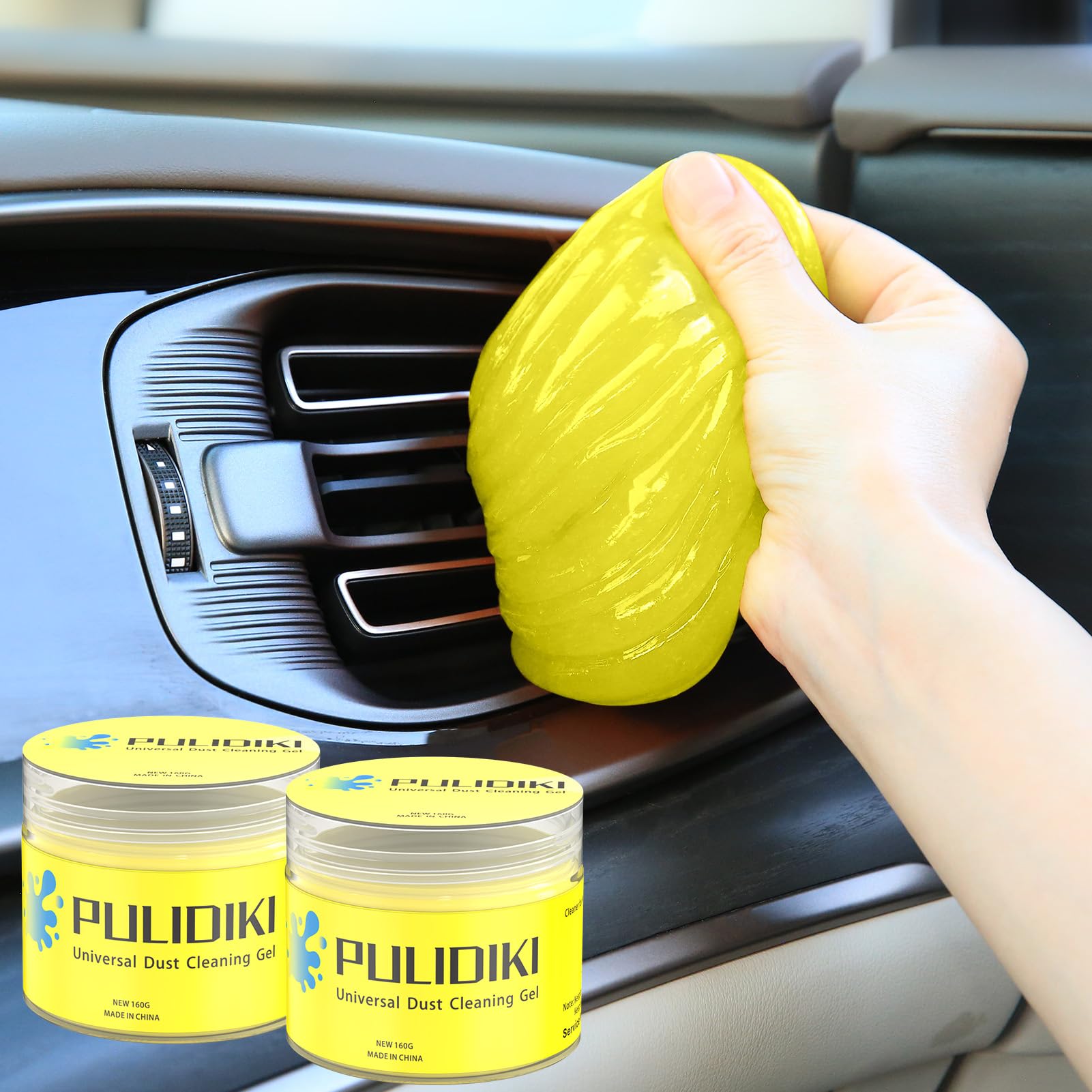 71+uQBuAuGL PULIDIKI Car Cleaning Gel for Car Cleaning Putty Car Putty Auto Detailing Tools Car Slime Cleaner Dust Cleaning Gel for Car Interior Cleaner Car Accessories Keyboard Cleaner Yellow (2Pack) - Image 1