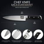 Utopia Kitchen 8 inch Chef Kitchen Knife Cooking Knife Carbon Stainless Steel Kitchen Knife with Sheath and Ergonomic Handle - Chopping Knife for Professional Use (Black) - Image 6
