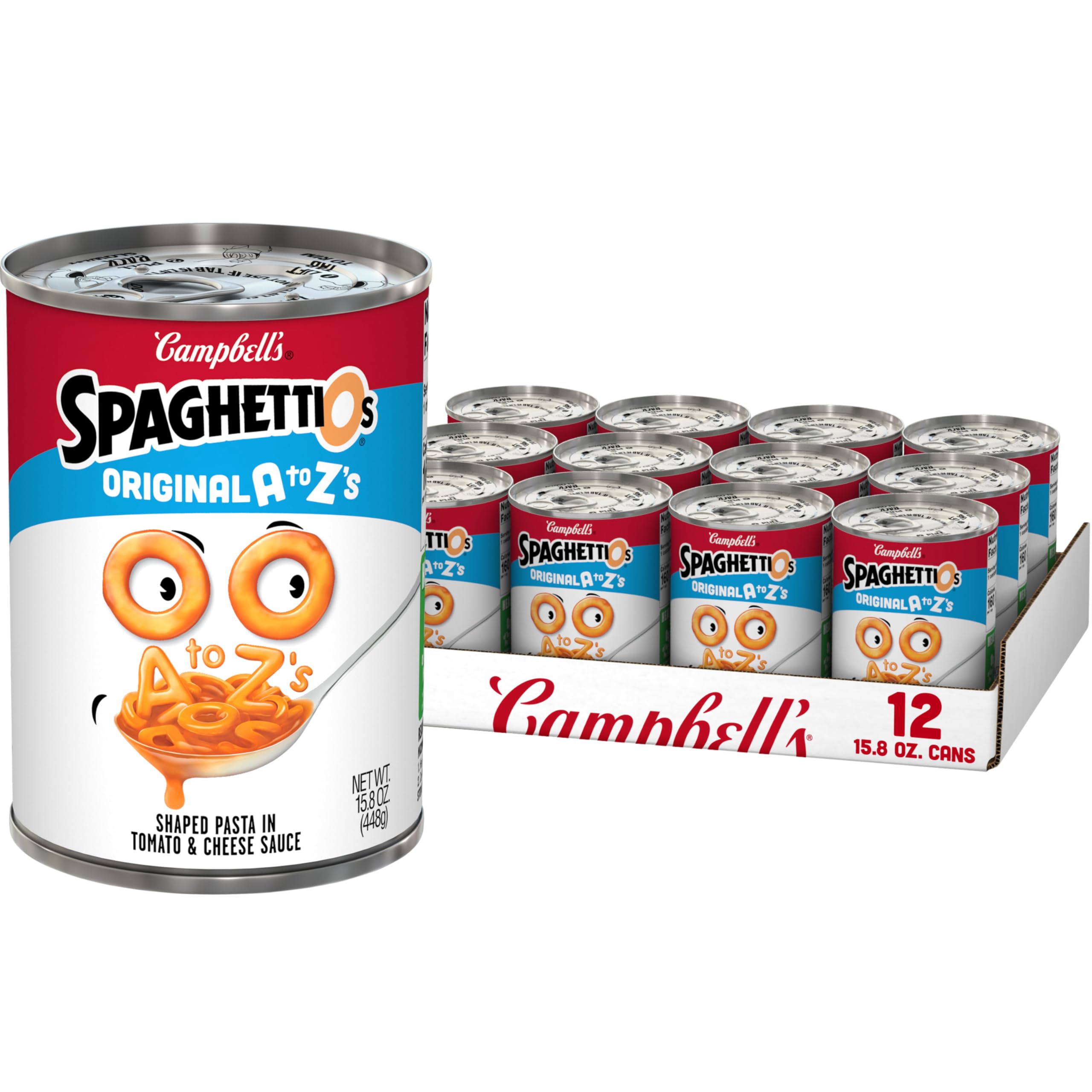 81-PoCH8GgL SpaghettiOs Original A to Z's Canned Pasta, Healthy Snack for Kids and Adults, 15.8 OZ Can (Pack of 12) - Image 1