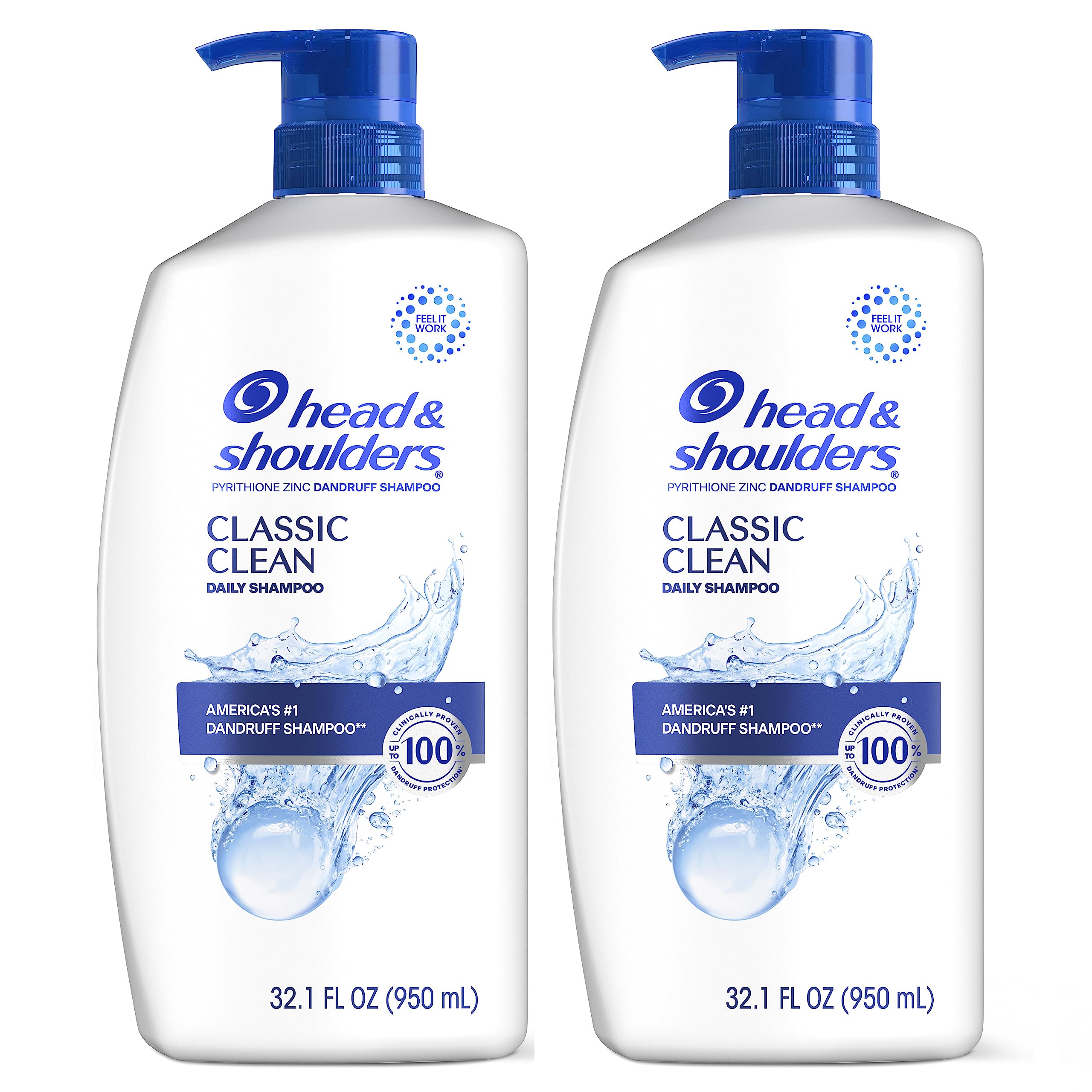 Version 1.0.0 Head & Shoulders Classic Clean Dandruff Shampoo Twin Pack, Anti-Dandruff Daily Use, Paraben-Free, Color-Safe, 32.1 Fl Oz Each (Set of 2) - Image 1