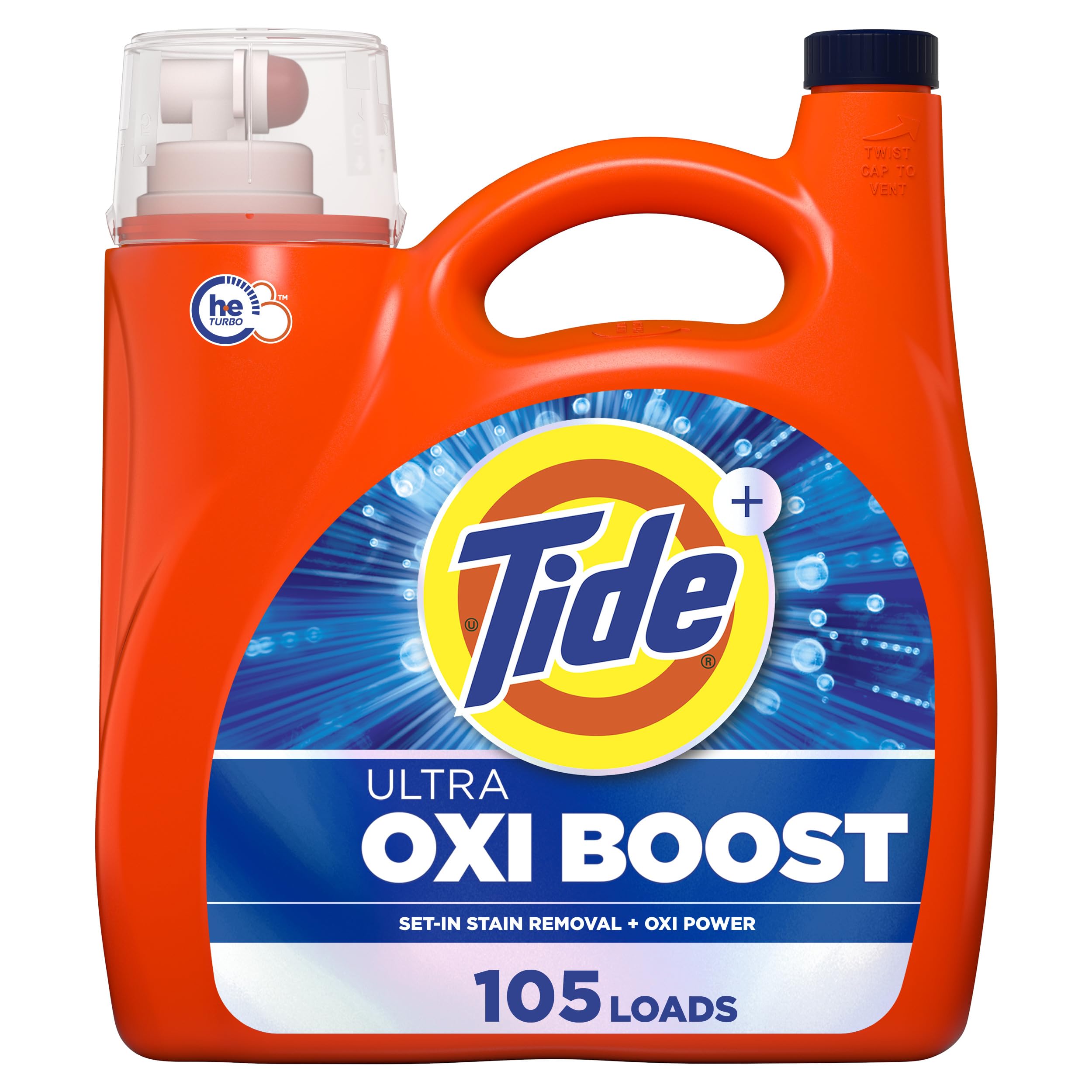 8192UuMH5lL Tide Ultra Oxi Boost Liquid Laundry Detergent, 148 fl oz, 105 Loads, Advanced Stain Remover, Laundry Detergent Liquid with Extra Oxi Power - Image 1