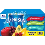 Capri Sun Fruit Punch, Strawberry Kiwi and Pacific Cooler Flavored Juice Drink Blend Variety Pack, 30 ct Box, 6 fl oz Pouches