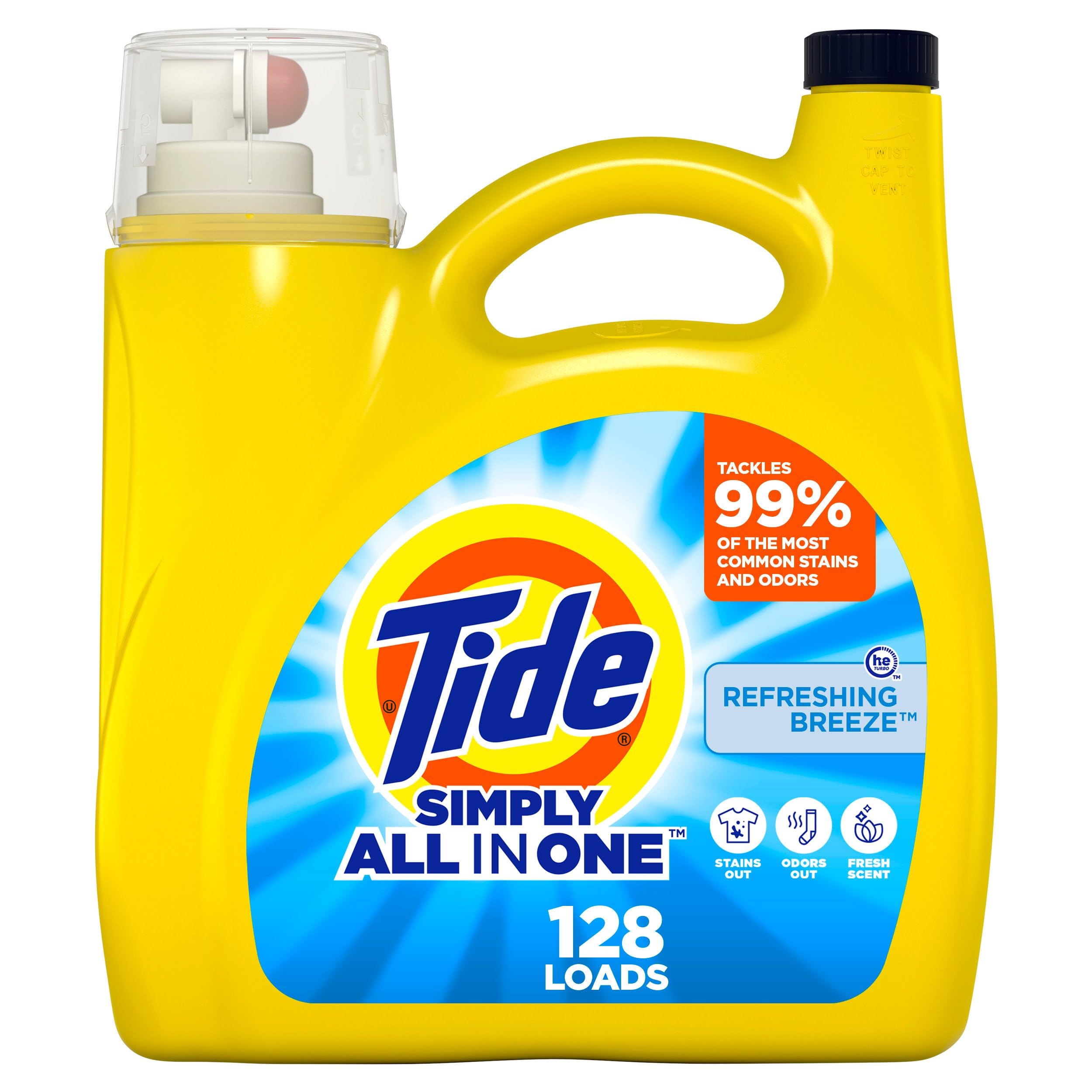 81ED0aW1TnL Tide Simply Liquid Laundry Detergent, Refreshing Breeze, 168 oz, 128 Loads, Tide Liquid Laundry Detergent, Laundry Soap - Image 1