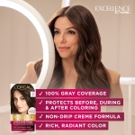 L'Oreal Paris Excellence Creme Permanent Hair Color, 4 Dark Brown, 100 percent Gray Coverage Hair Dye, Pack of 1 - Image 8