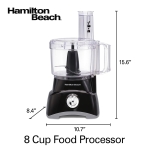 Hamilton Beach Food Processor & Vegetable Chopper for Slicing, Shredding, Mincing, and Puree, 8 Cup, Black - Image 2