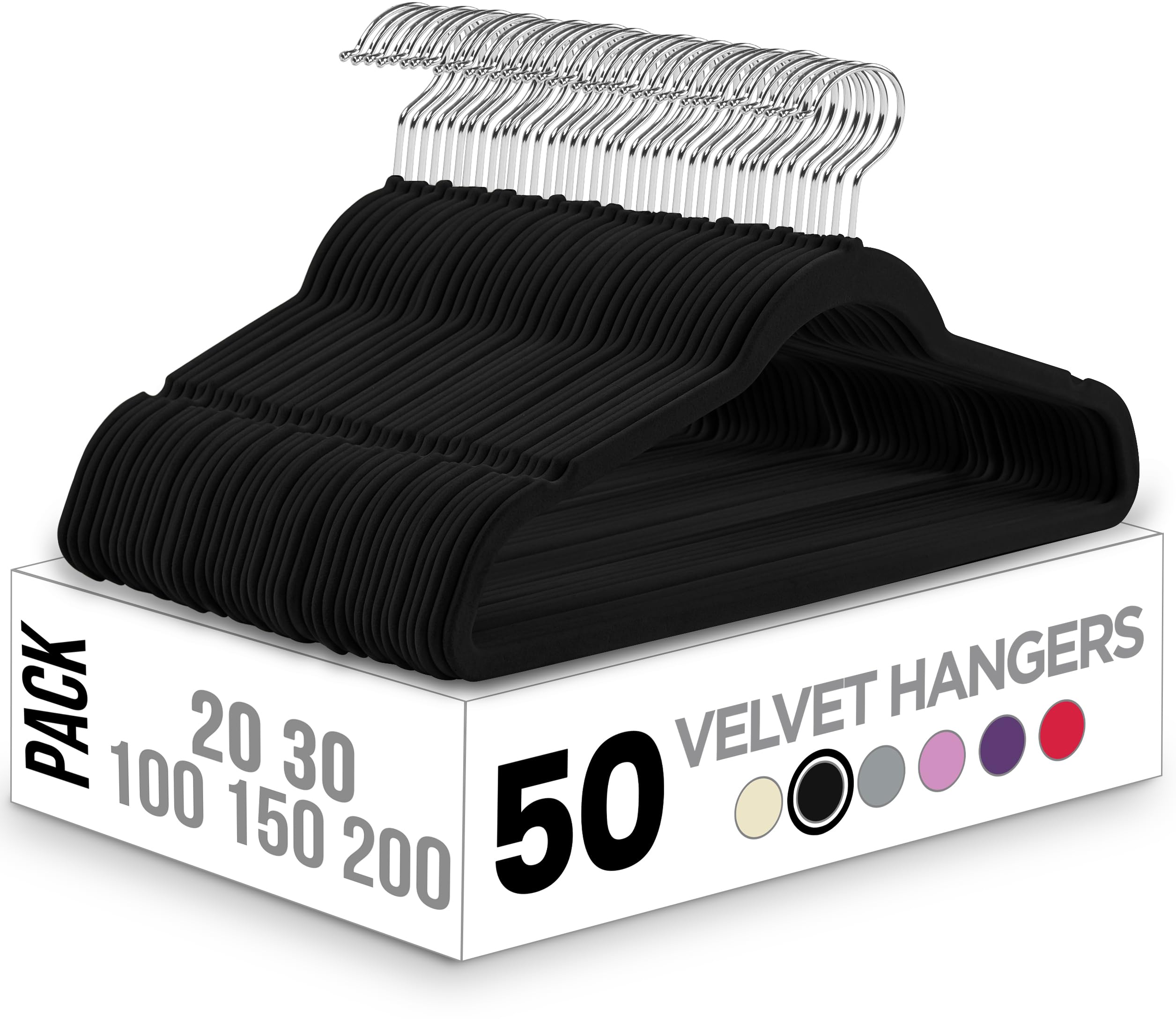 81U97N2yJAL Utopia Home Velvet Hangers 50 Pack - Non-Slip Clothes Hanger Black with 360 Degree Rotatable Hook - Heavy Duty Coat Hanger - Pants Hangers - Image 1