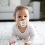 Dr. Brown's HappyPaci 100% Silicone Baby Pacifier, Contoured One-Piece Design, White, Blue, Light Blue, 0-6m, BPA-Free, 3 Pack - Image 11