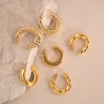 CUEZIY Gold Hoop Earrings for Women 14K Gold Plated Chunky Lightweight Open Hoop Earrings Hypoallergenic Earrings Gold Hoop Earrings for Women - Image 5