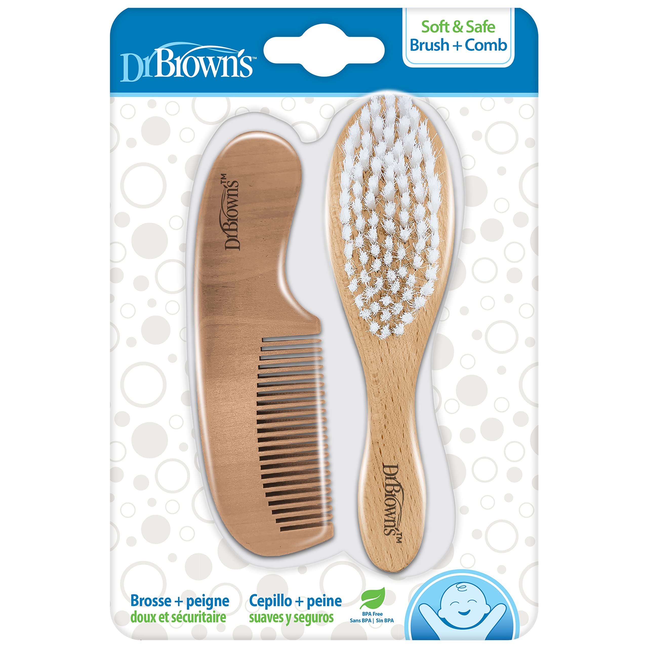 81er1zo87IL Dr. Brown's Soft and Safe Baby Brush + Comb - Image 1