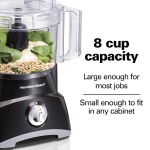Hamilton Beach Food Processor & Vegetable Chopper for Slicing, Shredding, Mincing, and Puree, 8 Cup, Black - Image 4