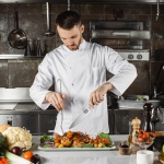 Utopia Kitchen 8 inch Chef Kitchen Knife Cooking Knife Carbon Stainless Steel Kitchen Knife with Sheath and Ergonomic Handle - Chopping Knife for Professional Use (Black) - Image 2