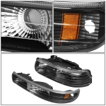 DNA MOTORING HL-OH-CS99-4P-BK-AB-CFS-9006 Black Housing Amber Reflector Headlights Compatible with 99-02 SIlverado HD 00-06 Suburban Tahoe With Pair 9006 HB4 10000 Lumens 60W LED Bulbs - Image 5
